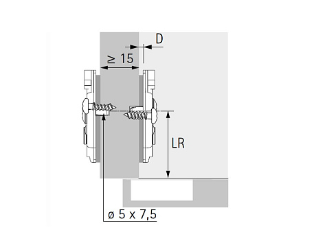 Монтажная планка для петли Sensys/Intermat H=1,5 мм, Direkt, со штифтами и спец. винтами, эксц. рег-ка Art. 9075066, Hettich